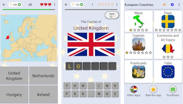 european countries maps flags and capitals quiz MOD APK Android