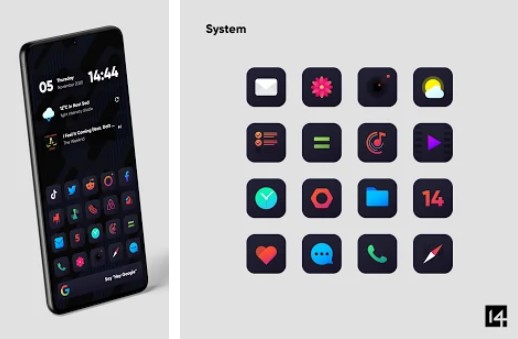 nova dark icon pack rounded square shaped icons MOD APK Android